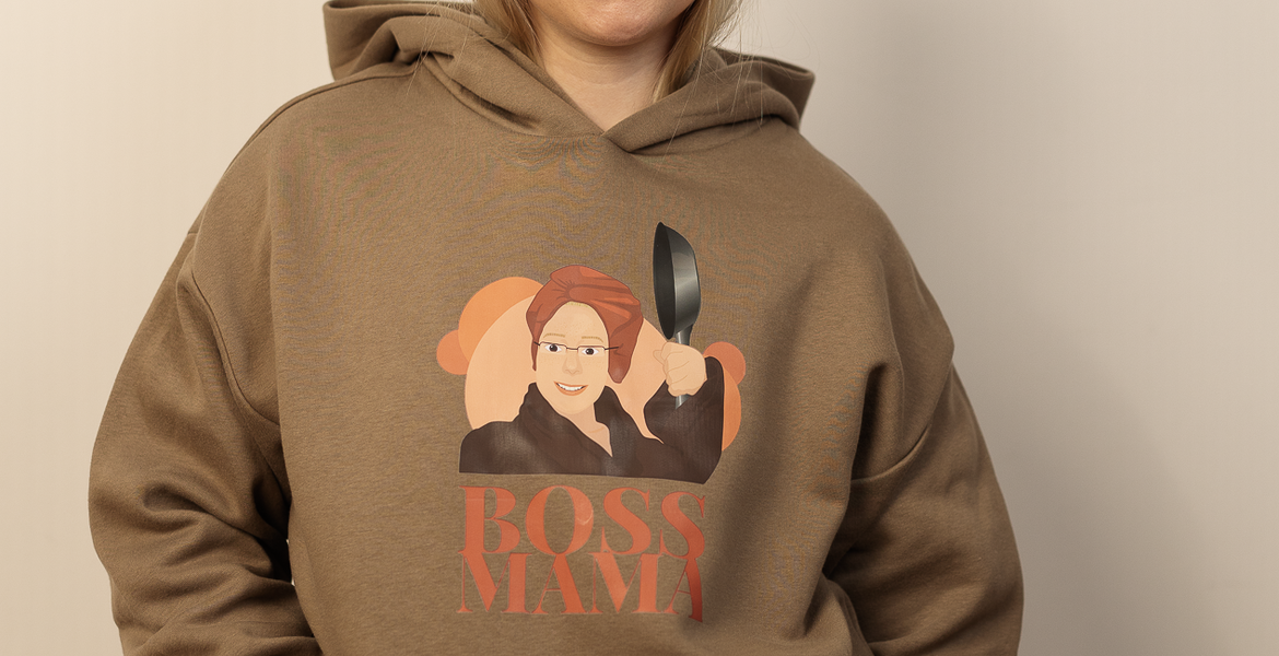  "BOSS MAMA", Oversized Hoodie - driftwood 