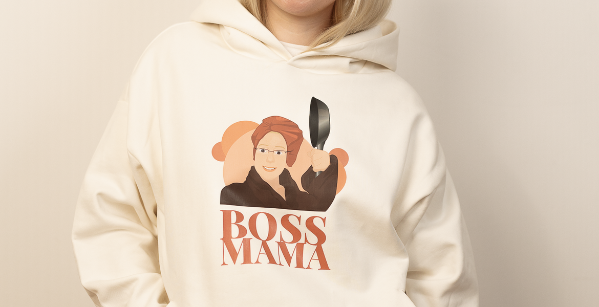  "BOSS MAMA", Oversized Hoodie - ivory 