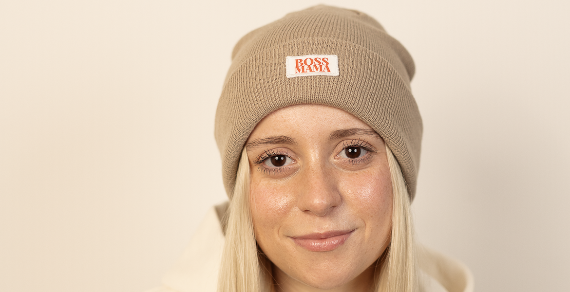  "BOSS MAMA", Strickmütze - beige 